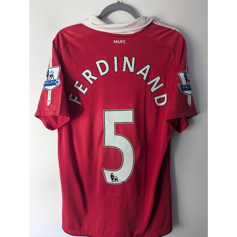 Man United Ferdinand 2010/11 Home Jersey Large EPL Fully Patched